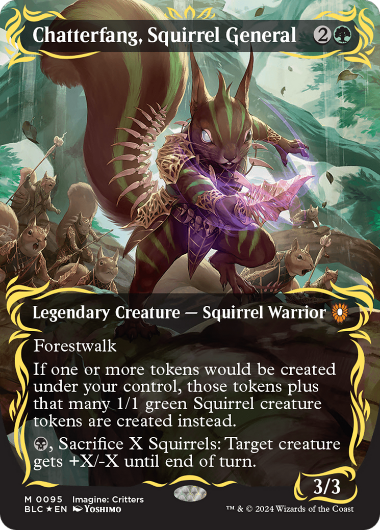 Chatterfang, Squirrel General (Borderless) (Raised Foil) [Bloomburrow Commander] | Gear Gaming Bentonville