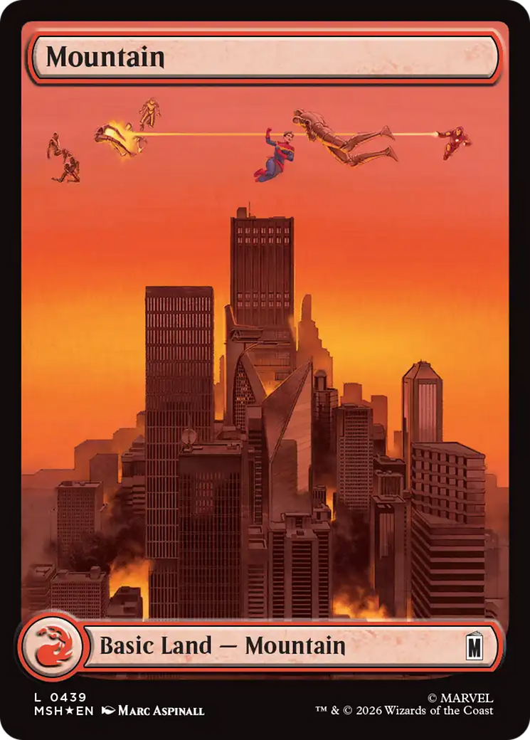 Mountain (0439) (Surge Foil) [Marvel Super Heroes] | Gear Gaming Bentonville