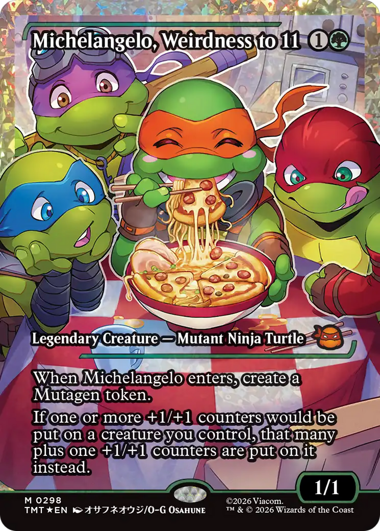 Michelangelo, Weirdness to 11 (Showcase) (Fracture Foil) [Teenage Mutant Ninja Turtles] | Gear Gaming Bentonville