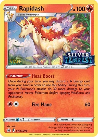 Rapidash (SWSH270) (Prerelease) (Staff) [Sword & Shield: Black Star Promos] | Gear Gaming Bentonville