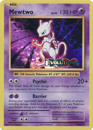 Mewtwo (51/108) (XY Evolutions Staff Prerelease) [XY: Black Star Promos] | Gear Gaming Bentonville