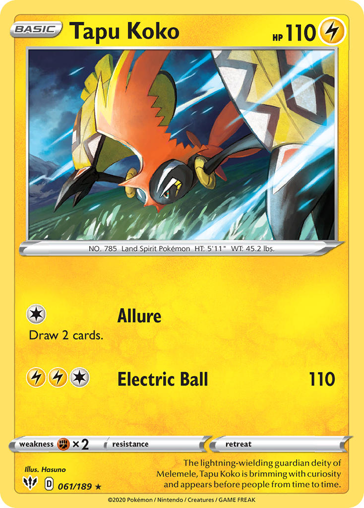 Tapu Koko (061/189) (Theme Deck Exclusive) [Sword & Shield: Darkness Ablaze] | Gear Gaming Bentonville