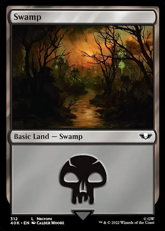 Swamp (312) (Surge Foil) [Warhammer 40,000] | Gear Gaming Bentonville