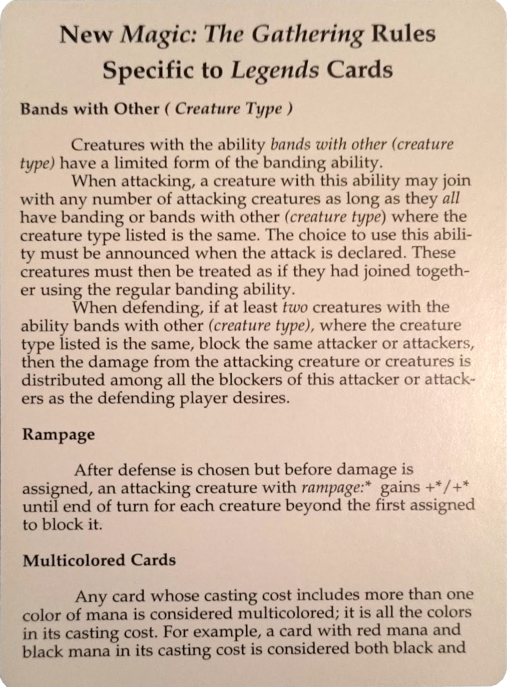 Legends Rules Card [Legends Tokens] | Gear Gaming Bentonville