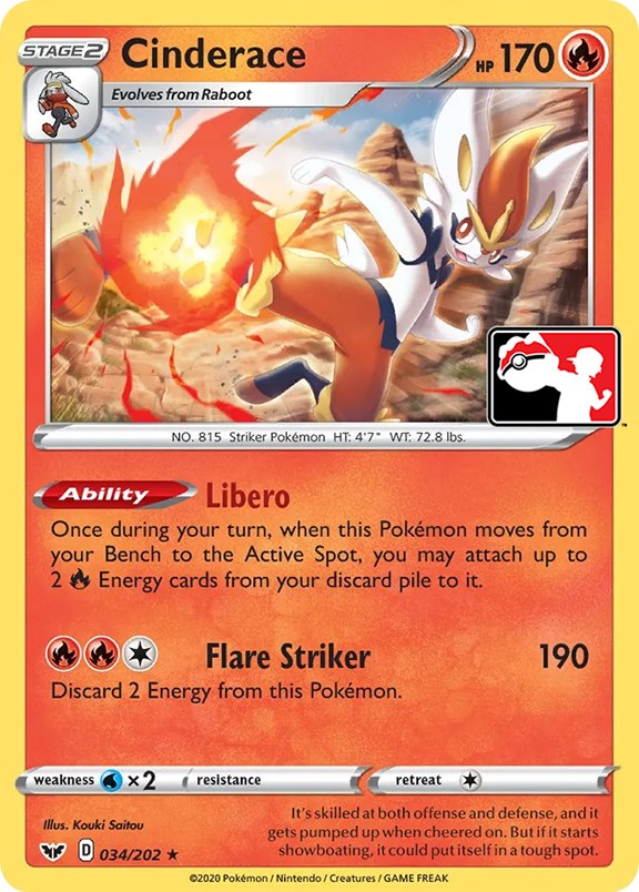 Cinderace (034/202) [Prize Pack Series One] | Gear Gaming Bentonville
