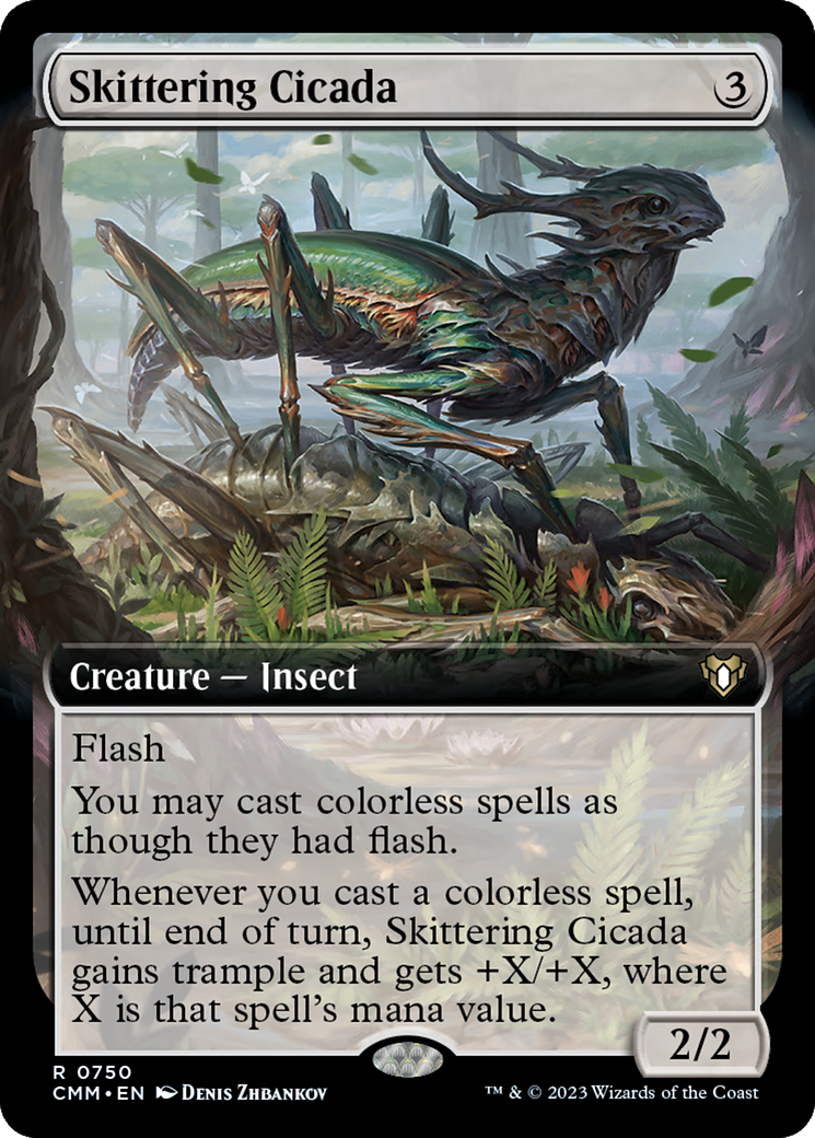 Skittering Cicada (Extended Art) [Commander Masters] | Gear Gaming Bentonville