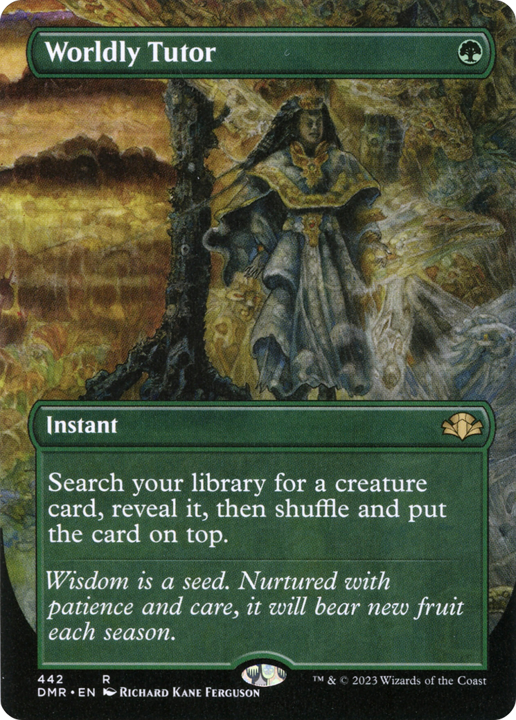 Worldly Tutor (Borderless Alternate Art) [Dominaria Remastered] | Gear Gaming Bentonville