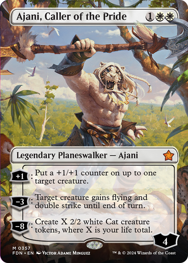 Ajani, Caller of the Pride (Borderless) [Foundations] | Gear Gaming Bentonville