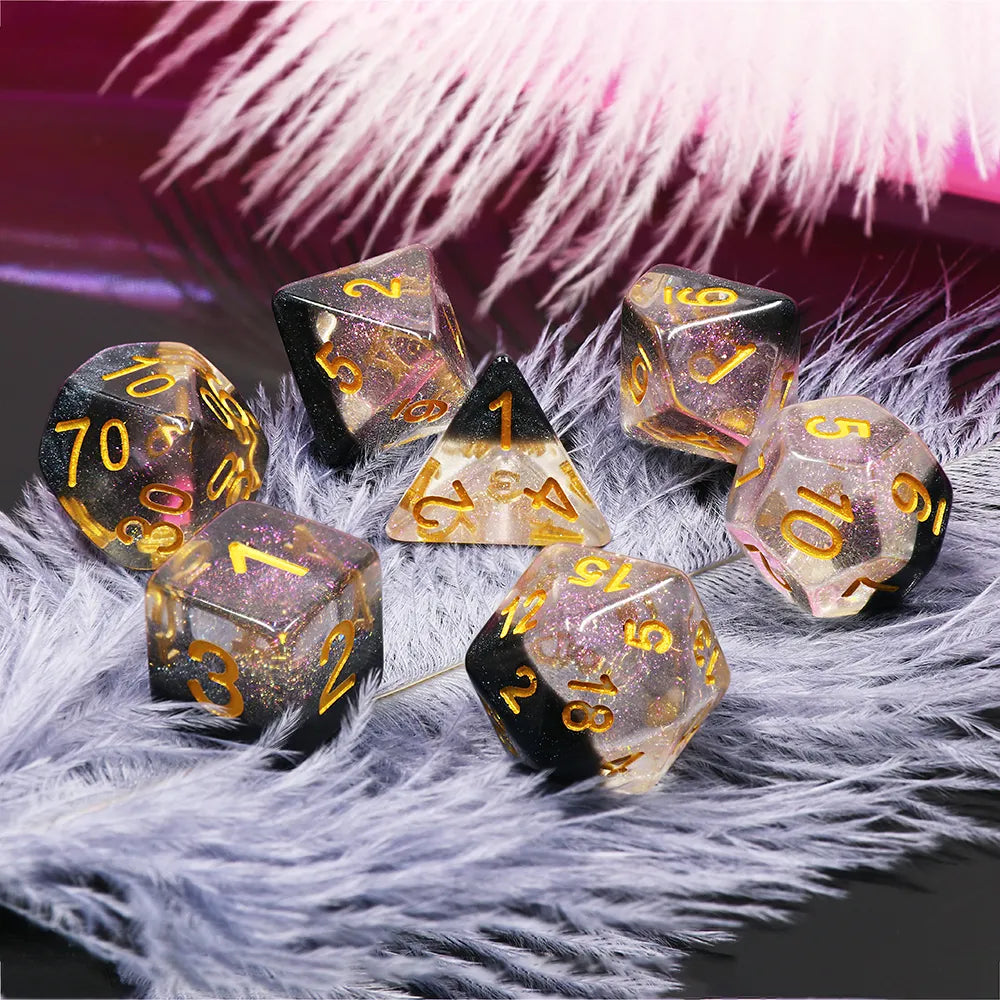 Black Crystal Black/Clear Dice 7pcs Dice Set | Gear Gaming Bentonville