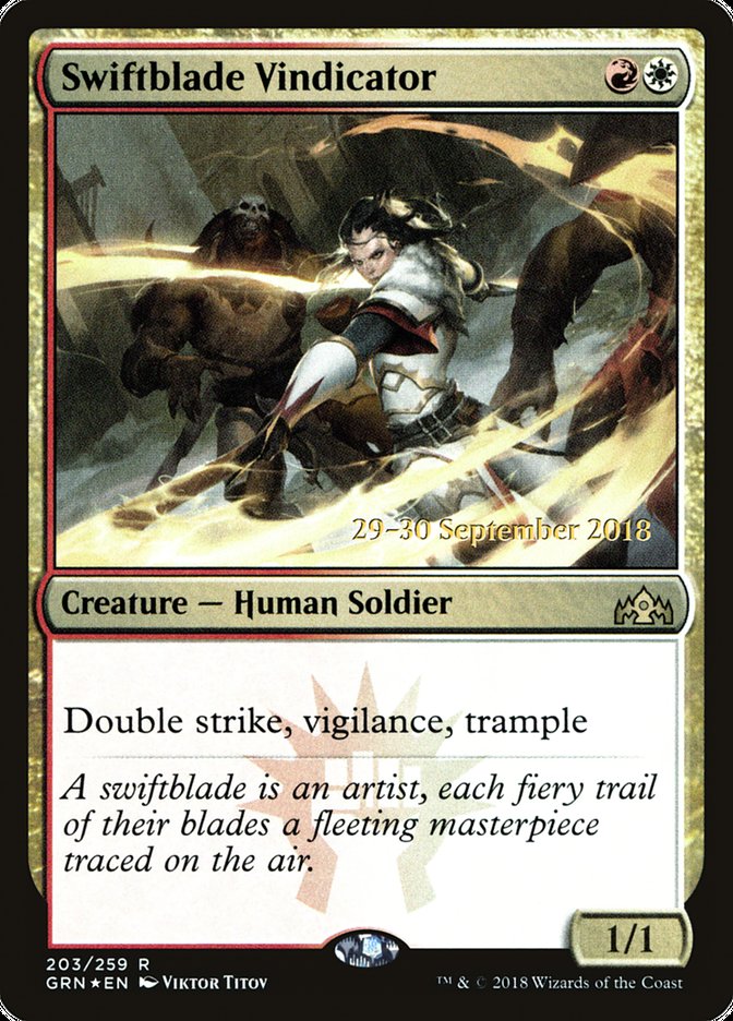 Swiftblade Vindicator [Guilds of Ravnica Prerelease Promos] | Gear Gaming Bentonville