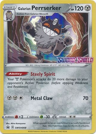 Galarian Perrserker (SWSH008) (Prerelease Promo) [Sword & Shield: Black Star Promos] | Gear Gaming Bentonville