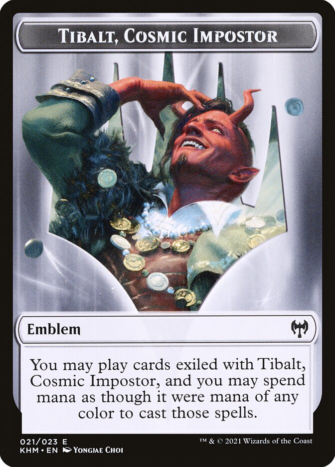 Elf Warrior // Tibalt, Cosmic Impostor Emblem Double-Sided Token [Kaldheim Tokens] | Gear Gaming Bentonville