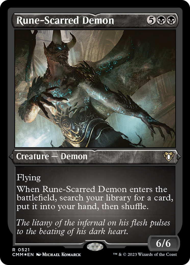 Rune-Scarred Demon (Foil Etched) [Commander Masters] | Gear Gaming Bentonville