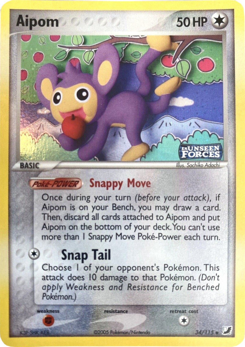 Aipom (34/115) (Stamped) [EX: Unseen Forces] | Gear Gaming Bentonville