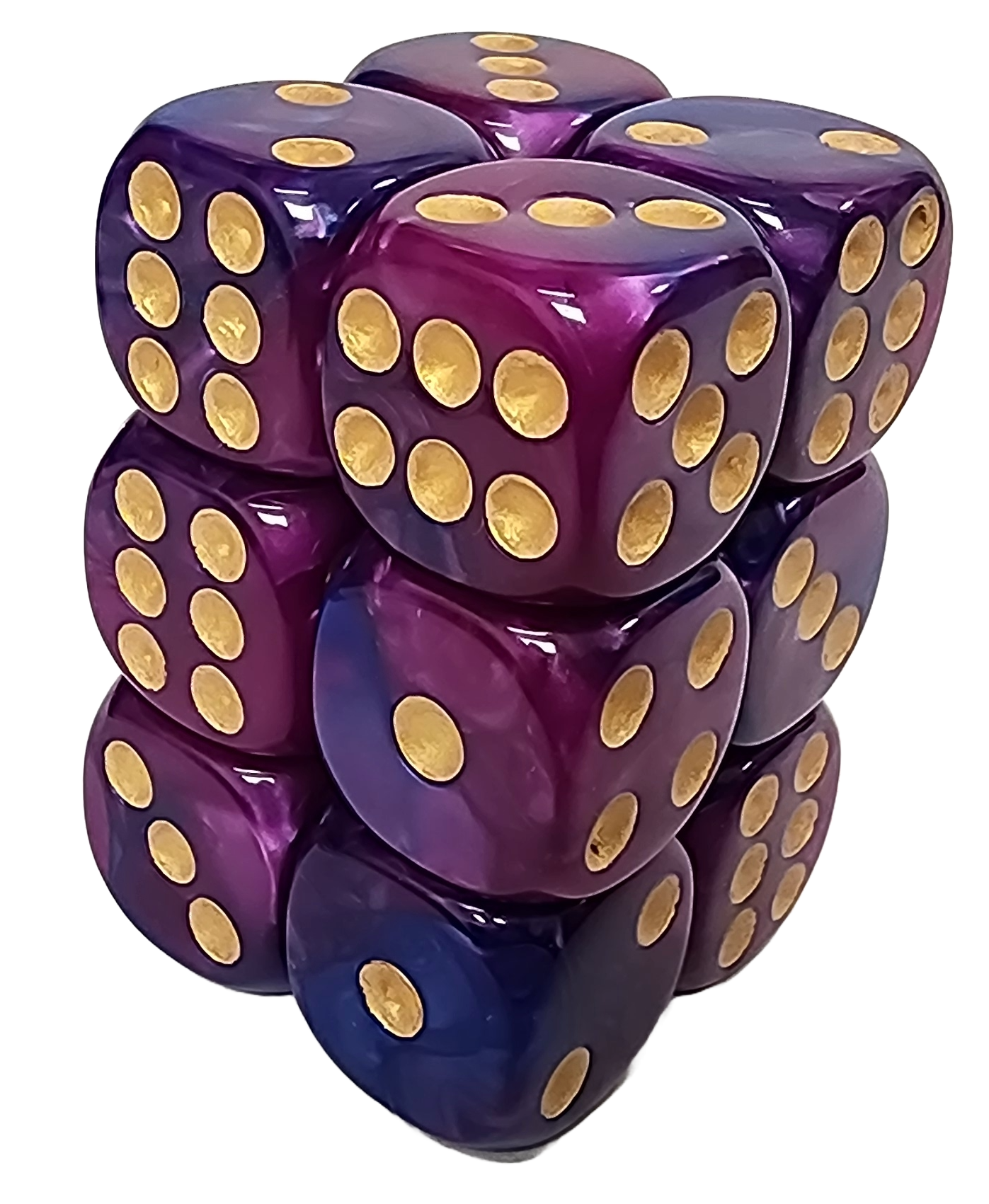 Blue+Purple 16mm D6 block of 12 dice | Gear Gaming Bentonville