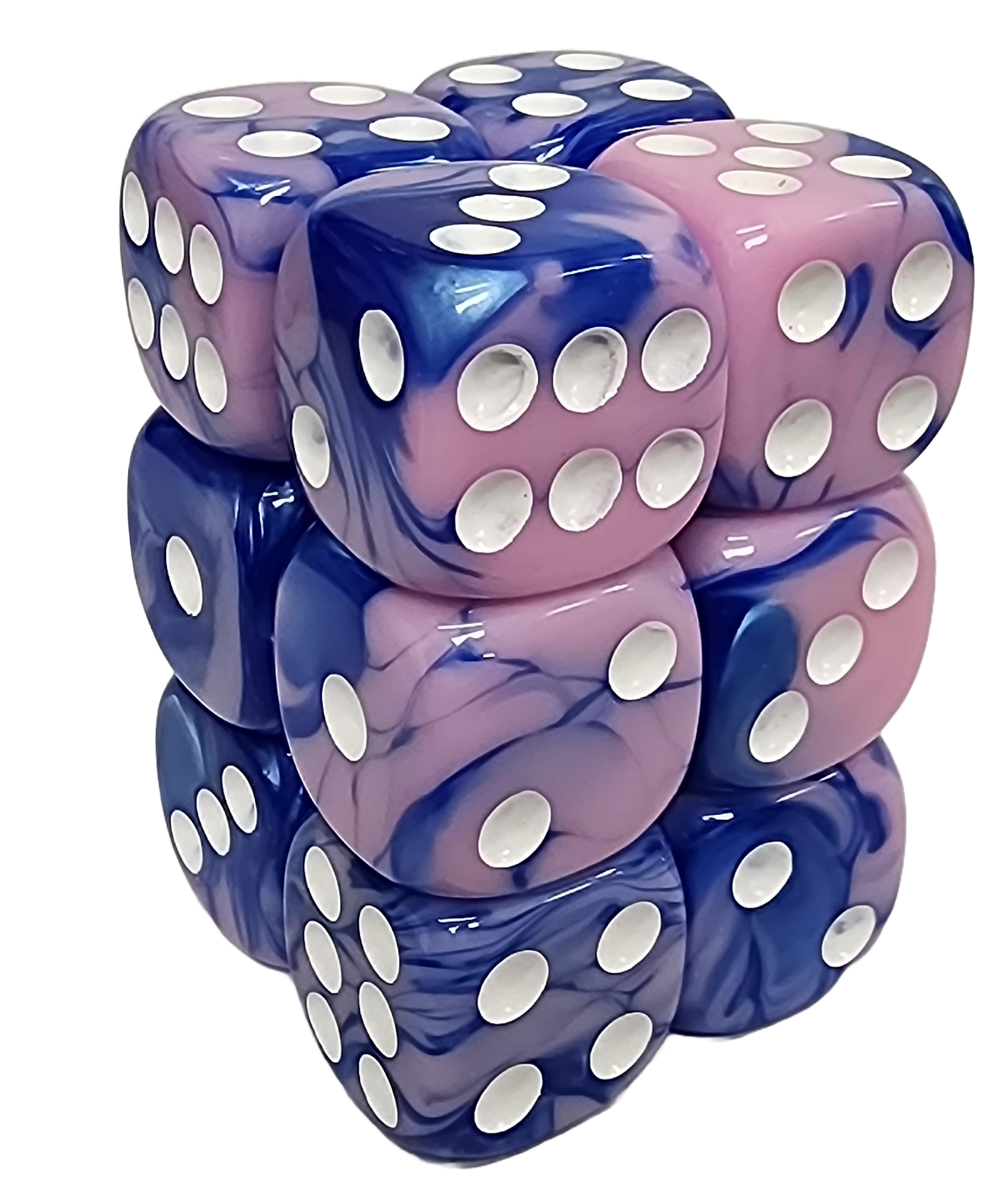 Blue+Pink 16mm D6 block of 12 dice | Gear Gaming Bentonville