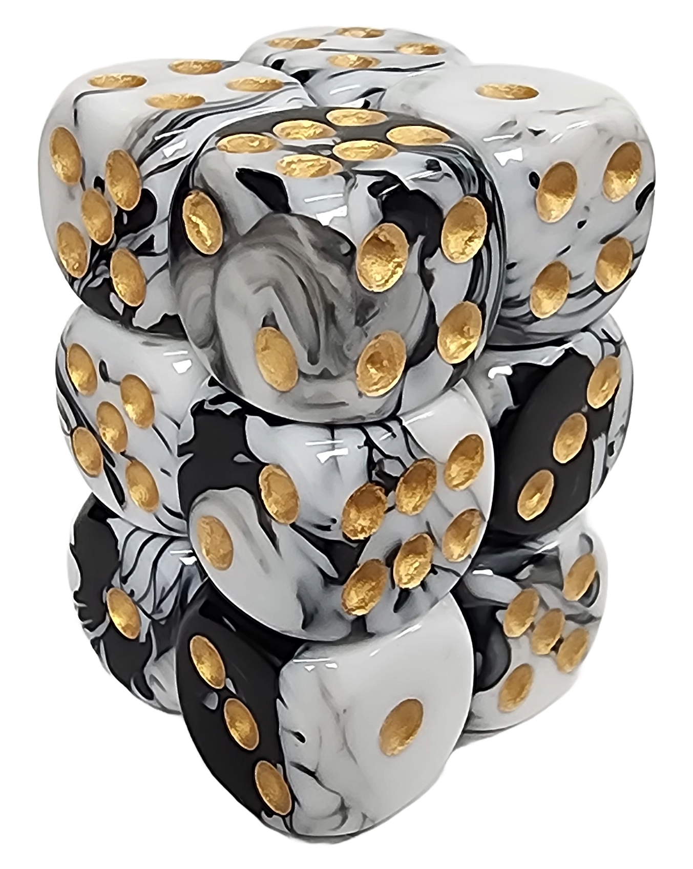 White+Black 16mm D6 block of 12 dice | Gear Gaming Bentonville