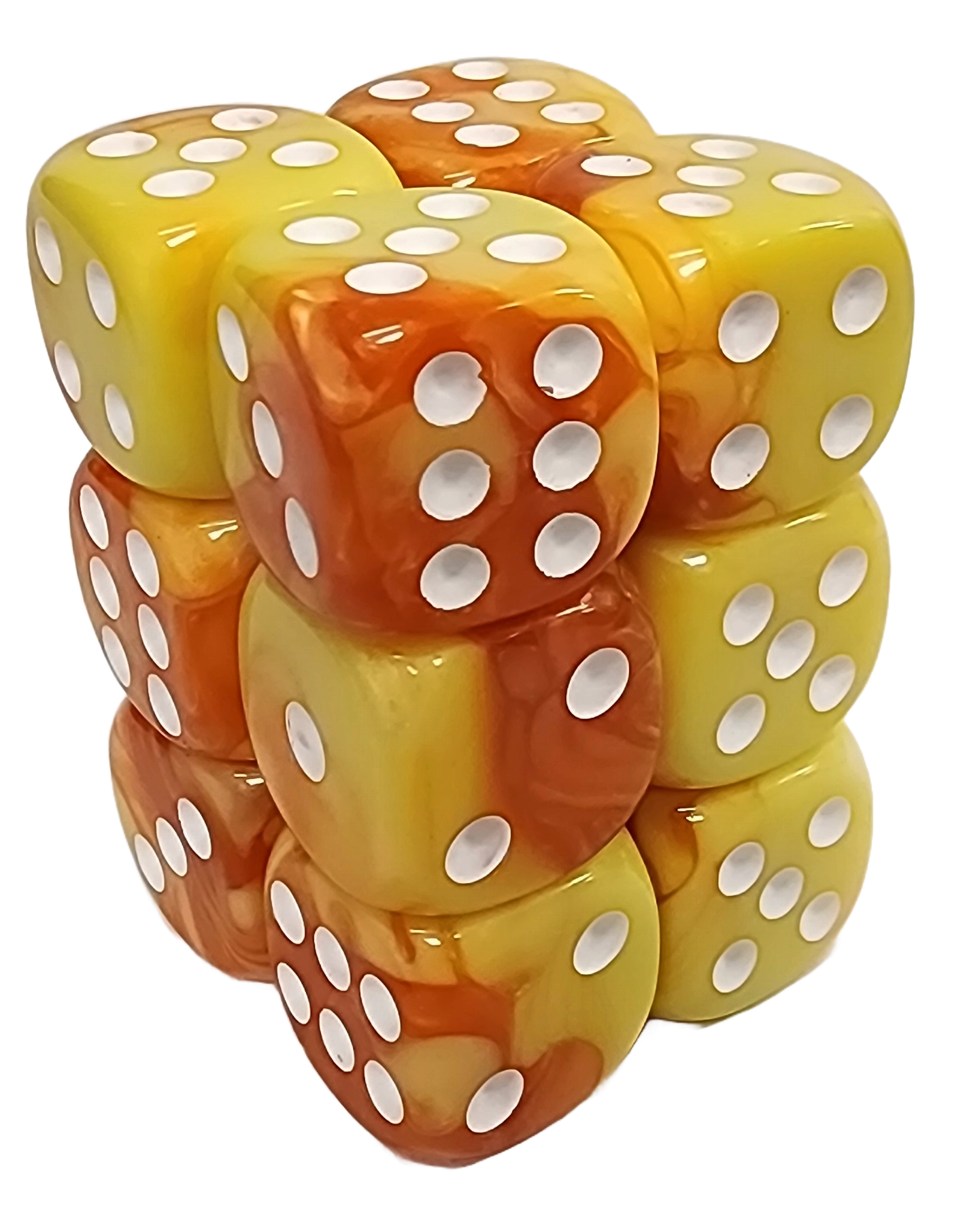 Yellow+Orange 16mm D6 block of 12 dice | Gear Gaming Bentonville