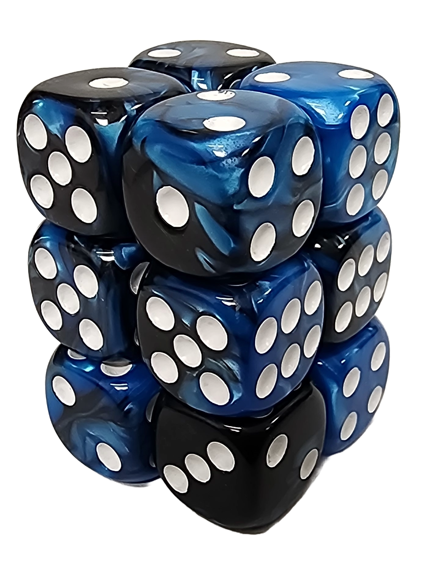 Black+Blue 16mm D6 block of 12 dice | Gear Gaming Bentonville