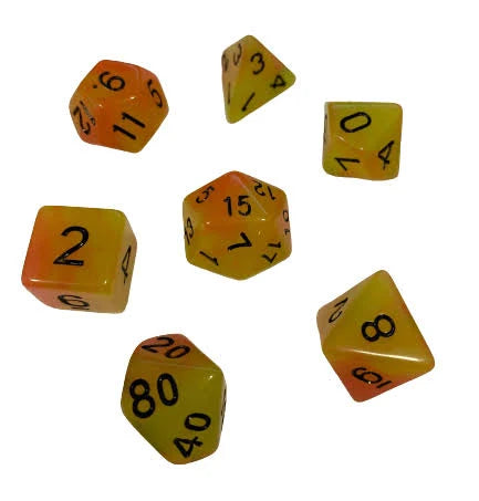 Yellow+Orange Blend 7pcs Dice Set | Gear Gaming Bentonville