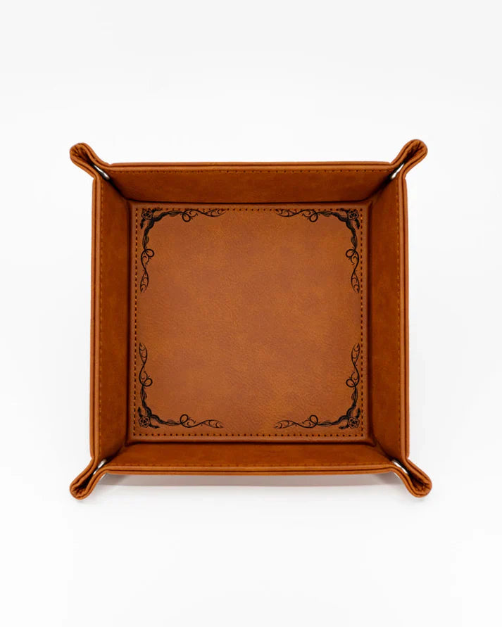 Dragon Border | Vegan Leather Dice Rolling Tray - Chestnut | Gear Gaming Bentonville