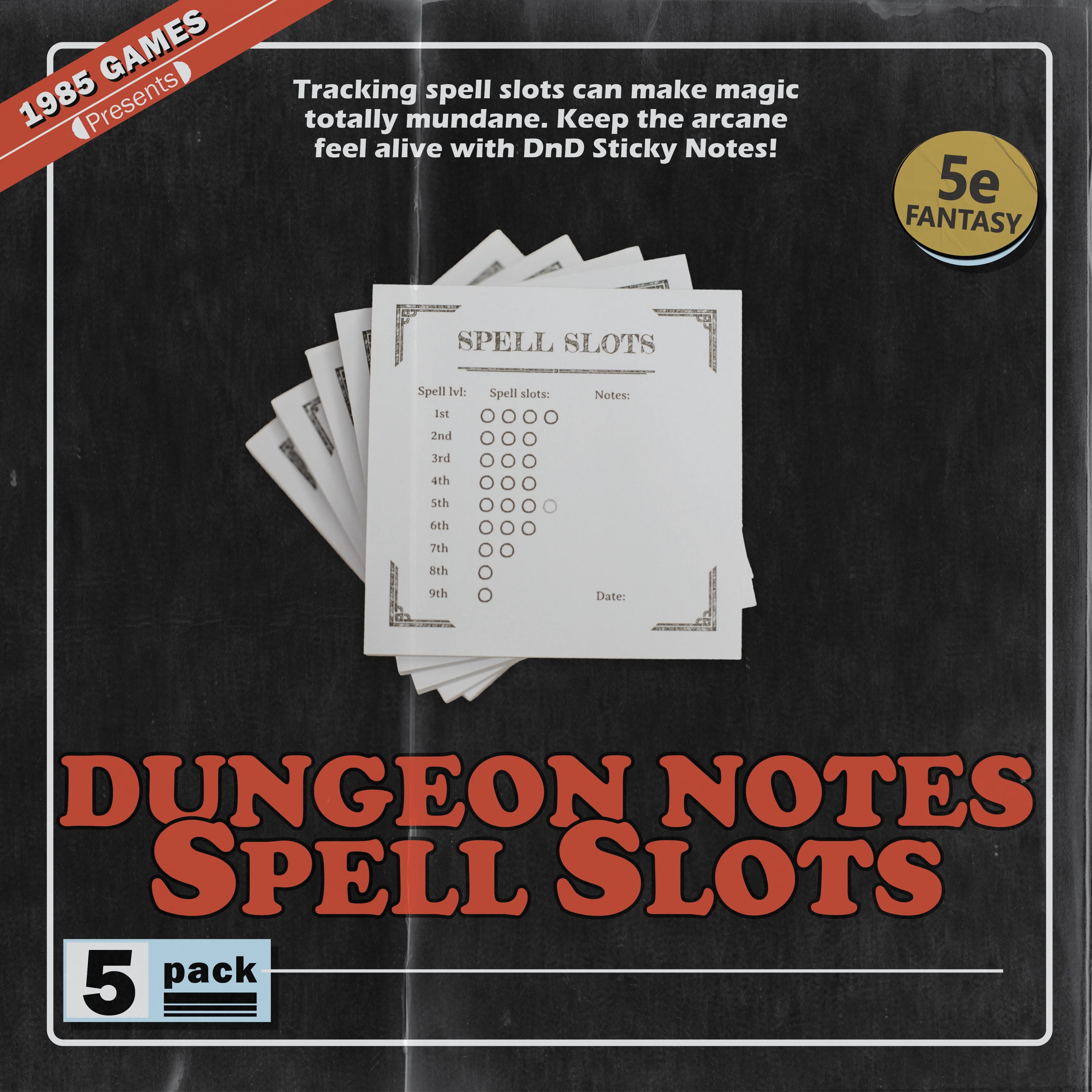 Dungeon Sticky Notes - Spell Slot Tracker 5 Pack | Gear Gaming Bentonville