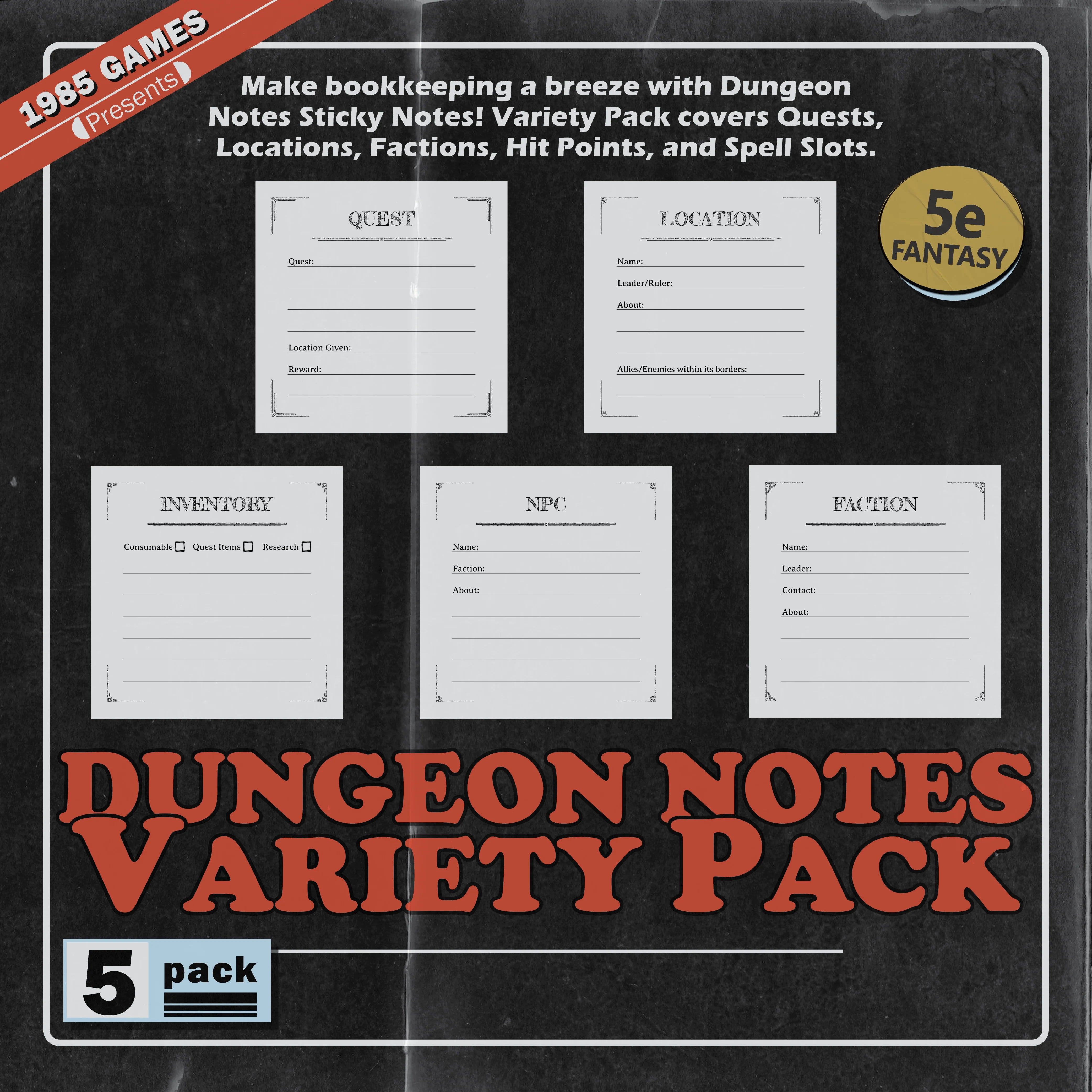 Dungeon Sticky Notes - Variety Pack | Gear Gaming Bentonville