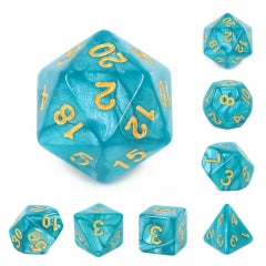 Lake Blue Pearl with Gold 7pcs Dice Set | Gear Gaming Bentonville