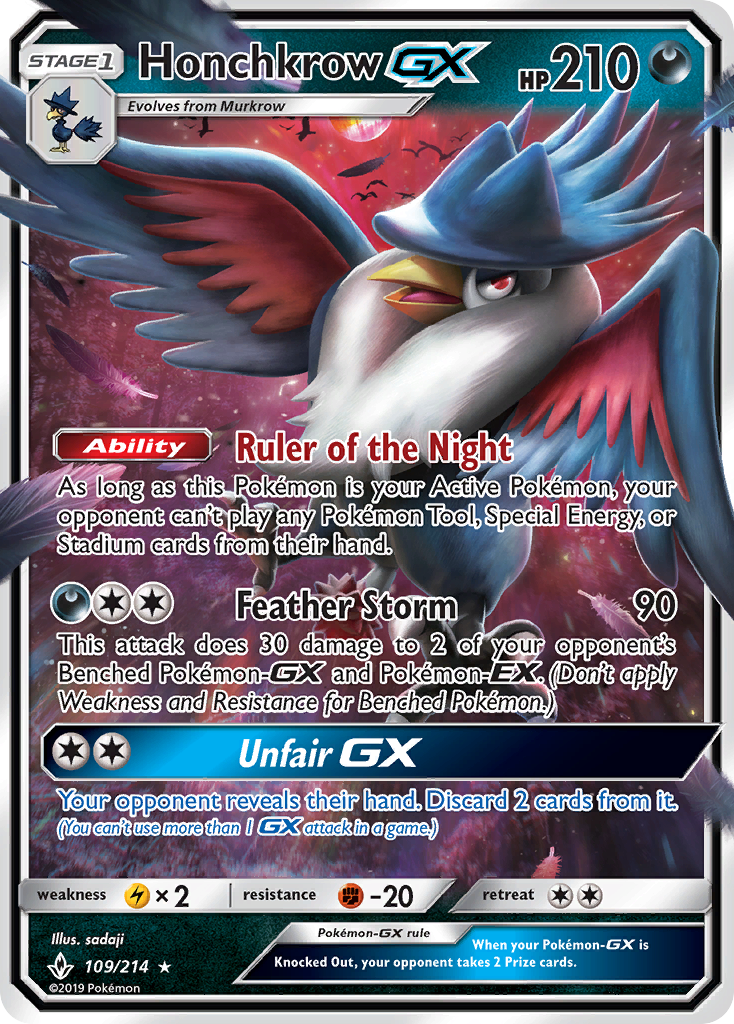 Honchkrow GX (109/214) [Sun & Moon: Unbroken Bonds] | Gear Gaming Bentonville