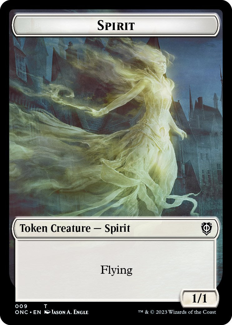 Human // Spirit Double-Sided Token [Phyrexia: All Will Be One Commander Tokens] | Gear Gaming Bentonville