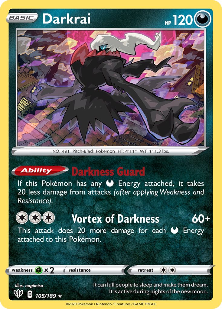 Darkrai (105/189) (Cosmos Holo) [Sword & Shield: Darkness Ablaze] | Gear Gaming Bentonville