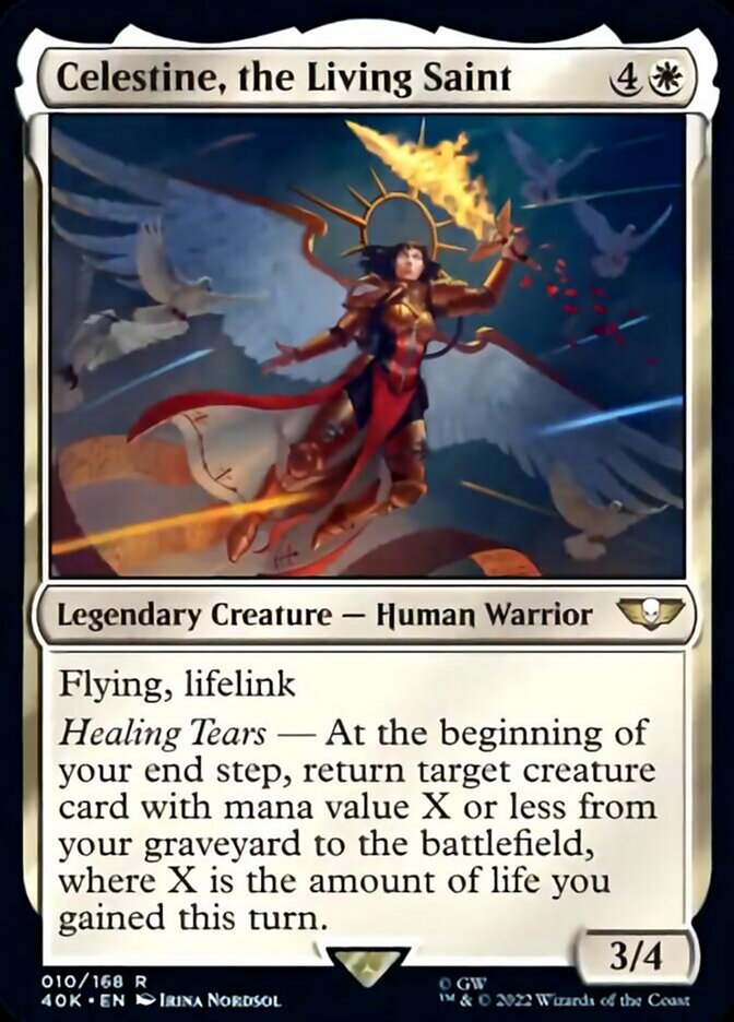 Celestine, the Living Saint (Surge Foil) [Universes Beyond: Warhammer 40,000] | Gear Gaming Bentonville