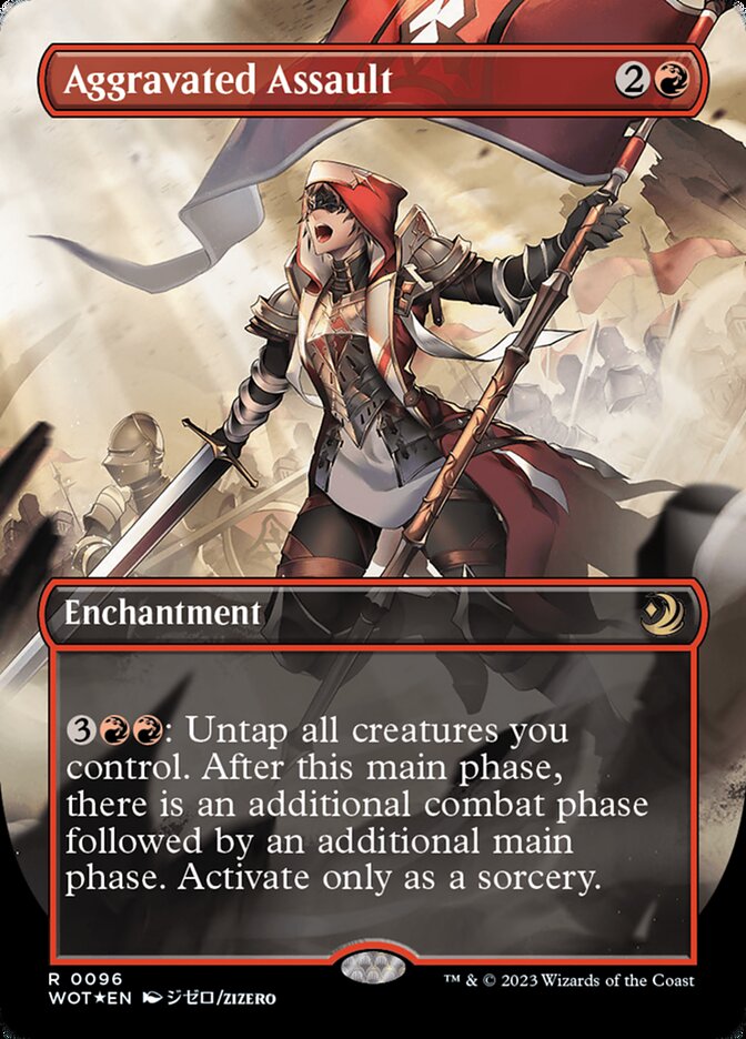 Aggravated Assault (Anime Borderless) (Confetti Foil) [Wilds of Eldraine: Enchanting Tales] | Gear Gaming Bentonville