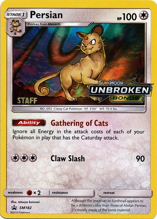 Persian (SM182) (Staff Prerelease Promo) [Sun & Moon: Black Star Promos] | Gear Gaming Bentonville