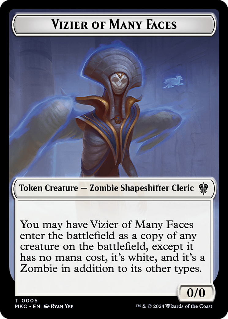 Vizier of Many Faces // Zombie Double-Sided Token [Murders at Karlov Manor Commander Tokens] | Gear Gaming Bentonville