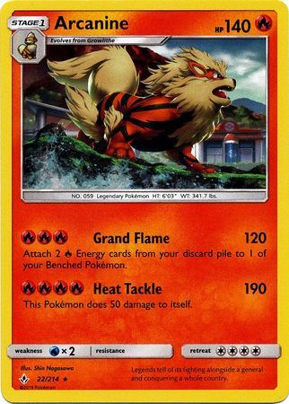 Arcanine (22/214) (Cosmos Holo) [Sun & Moon: Unbroken Bonds] | Gear Gaming Bentonville