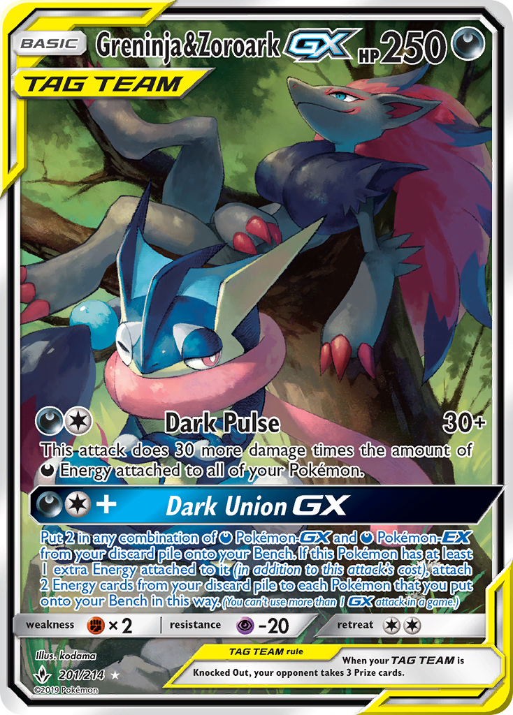 Greninja & Zoroark GX (201/214) [Sun & Moon: Unbroken Bonds] | Gear Gaming Bentonville