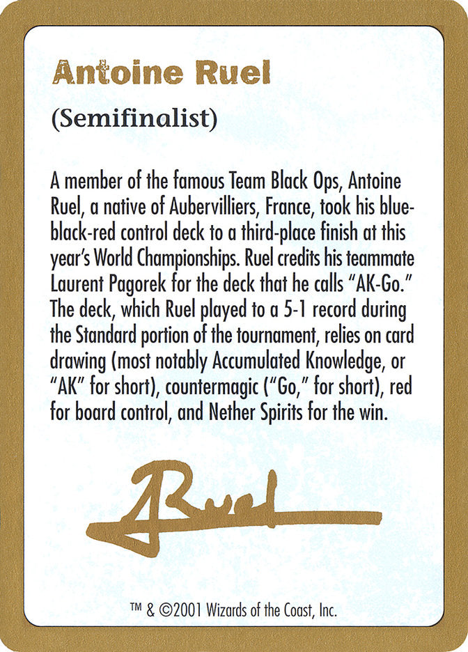 Antoine Ruel Bio [World Championship Decks 2001] | Gear Gaming Bentonville