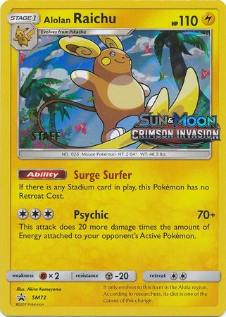 Alolan Raichu (SM72) (Staff Prerelease Promo) [Sun & Moon: Black Star Promos] | Gear Gaming Bentonville