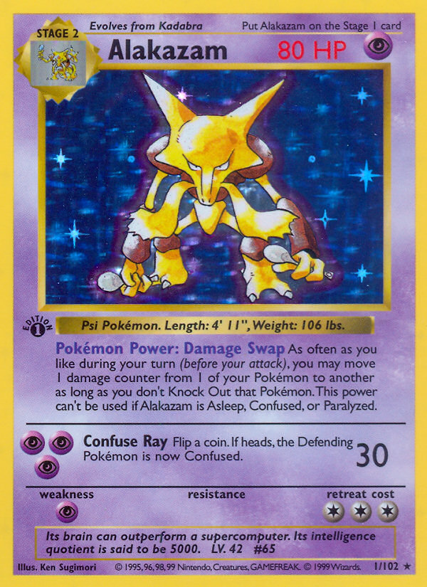 Alakazam (1/102) (Shadowless) [Base Set 1st Edition] | Gear Gaming Bentonville