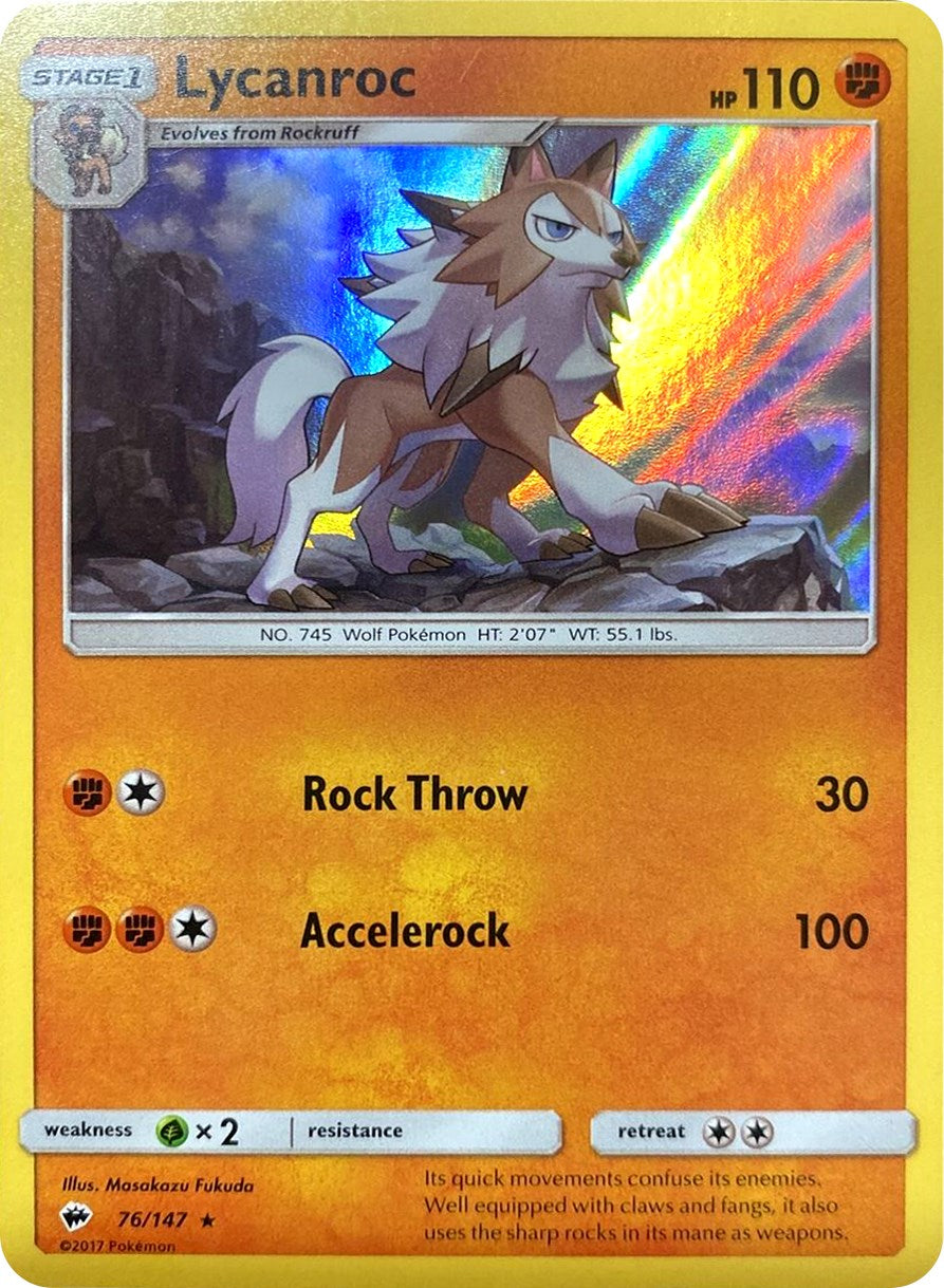 Lycanroc (76/147) (Water Web Holo) [Sun & Moon: Burning Shadows] | Gear Gaming Bentonville