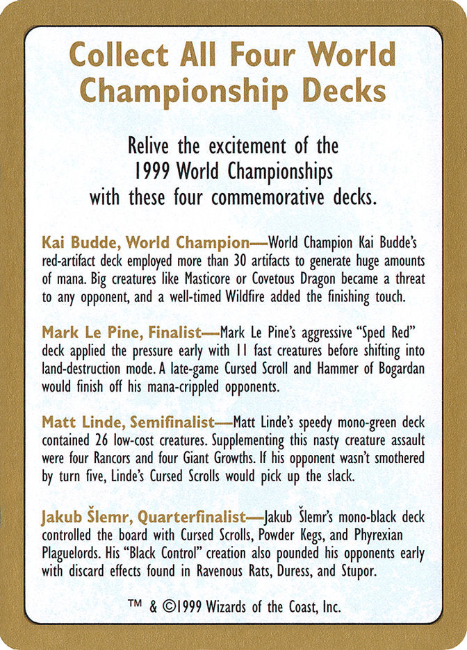 1999 World Championships Ad [World Championship Decks 1999] | Gear Gaming Bentonville