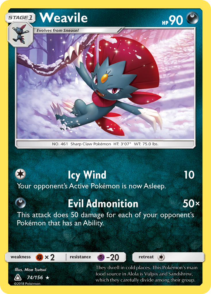 Weavile (74/156) [Sun & Moon: Ultra Prism] | Gear Gaming Bentonville