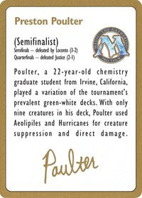 1996 Preston Poulter Biography Card [World Championship Decks] | Gear Gaming Bentonville