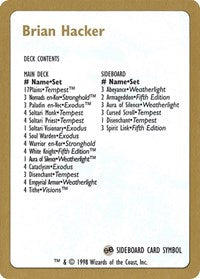 1998 Brian Hacker Decklist Card [World Championship Decks] | Gear Gaming Bentonville