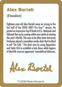 2001 Alex Borteh Biography Card [World Championship Decks] | Gear Gaming Bentonville