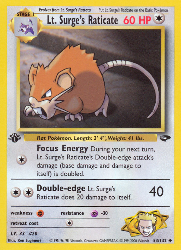 Lt. Surge's Raticate (53/132) [Gym Challenge 1st Edition] | Gear Gaming Bentonville