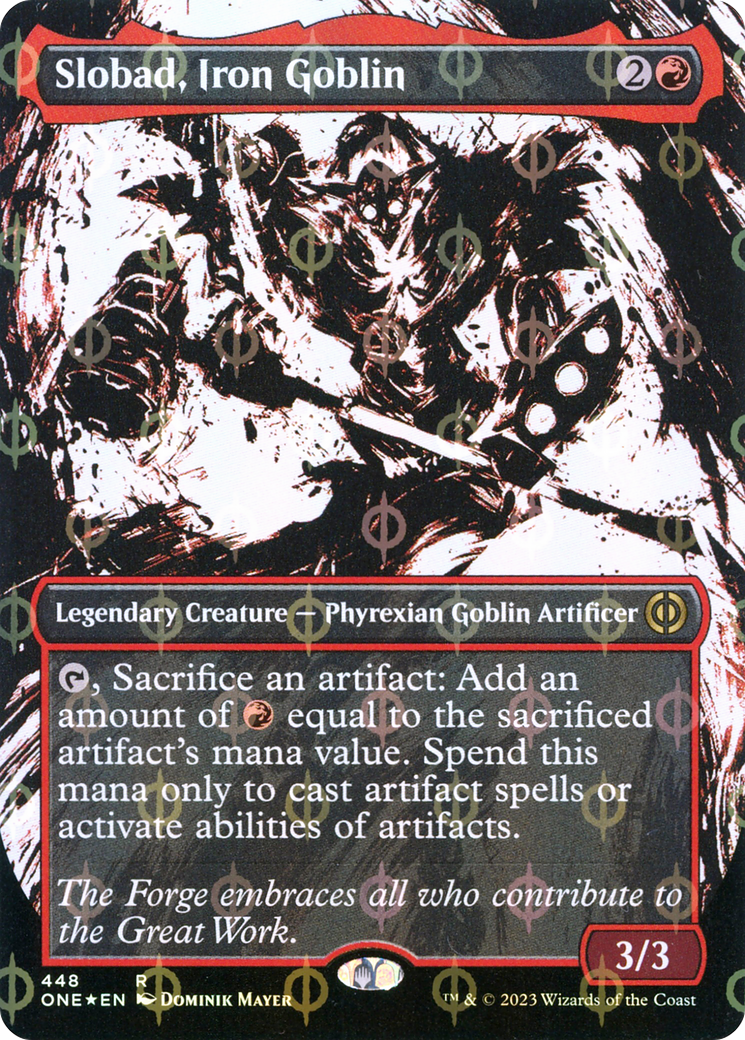 Slobad, Iron Goblin (Borderless Ichor Step-and-Compleat Foil) [Phyrexia: All Will Be One] | Gear Gaming Bentonville