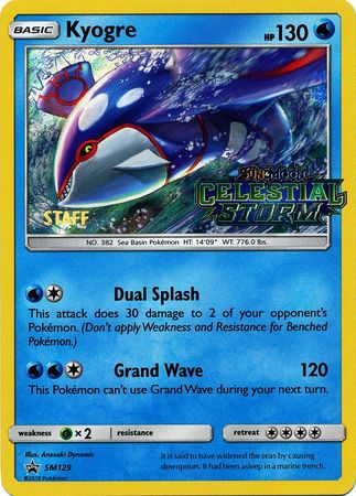 Kyogre (SM129) (Staff Prerelease Promo) [Sun & Moon: Black Star Promos] | Gear Gaming Bentonville