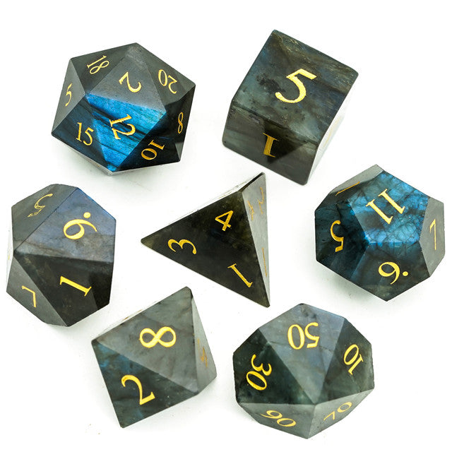 Natural Labradorite Gemstone Dice Set | Gear Gaming Bentonville